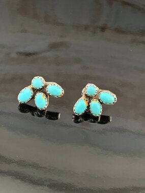 Turquoise Sterling 4 Stone Native American Earrings J1420